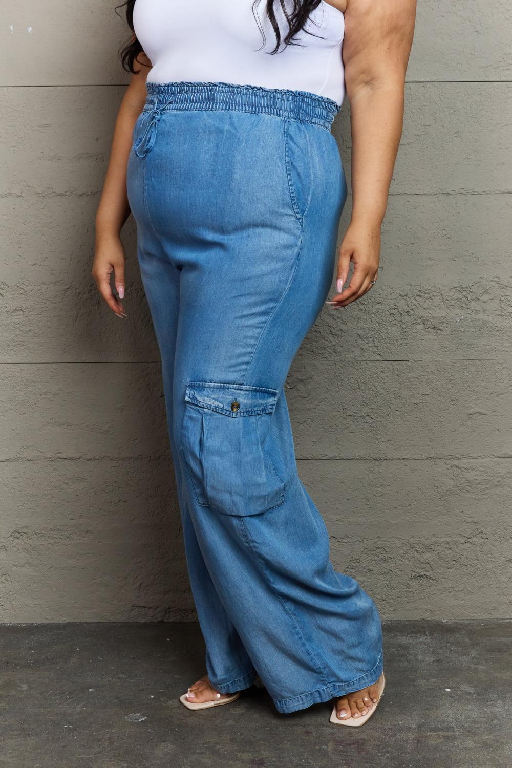 Optimal Comfort Plus Size Wide Leg Cargo Pants - MXSTUDIO.COM