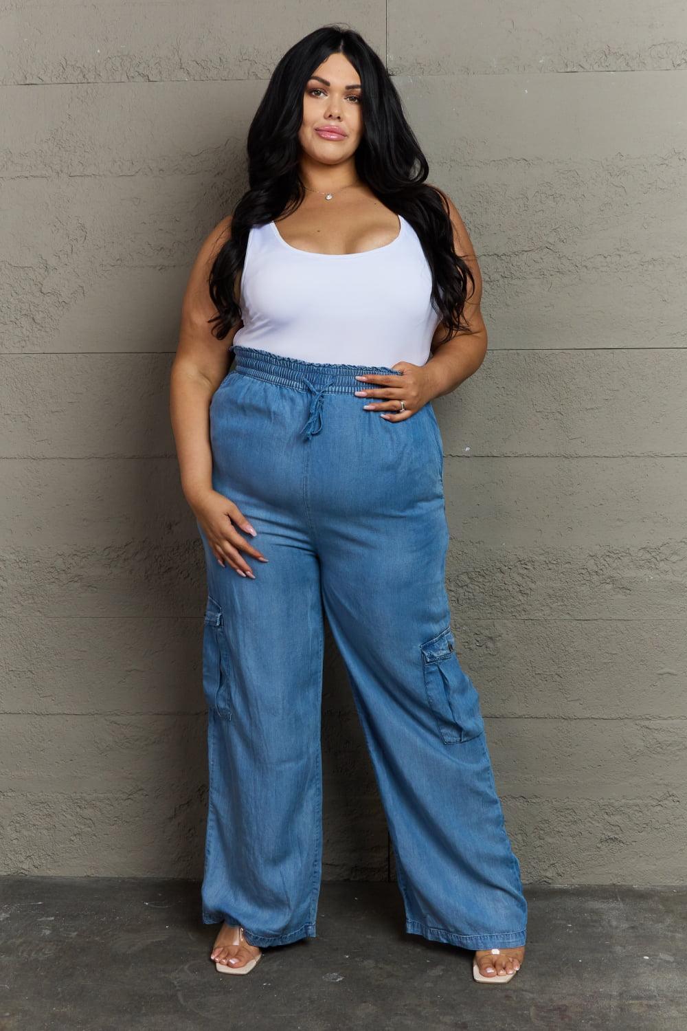 Optimal Comfort Plus Size Wide Leg Cargo Pants - MXSTUDIO.COM