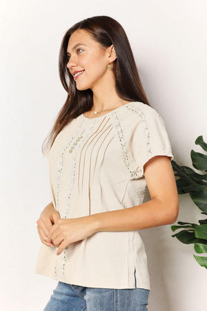 Pastel Yellow Buttoned Short Sleeves Plus Size Crochet Top - MXSTUDIO.COM