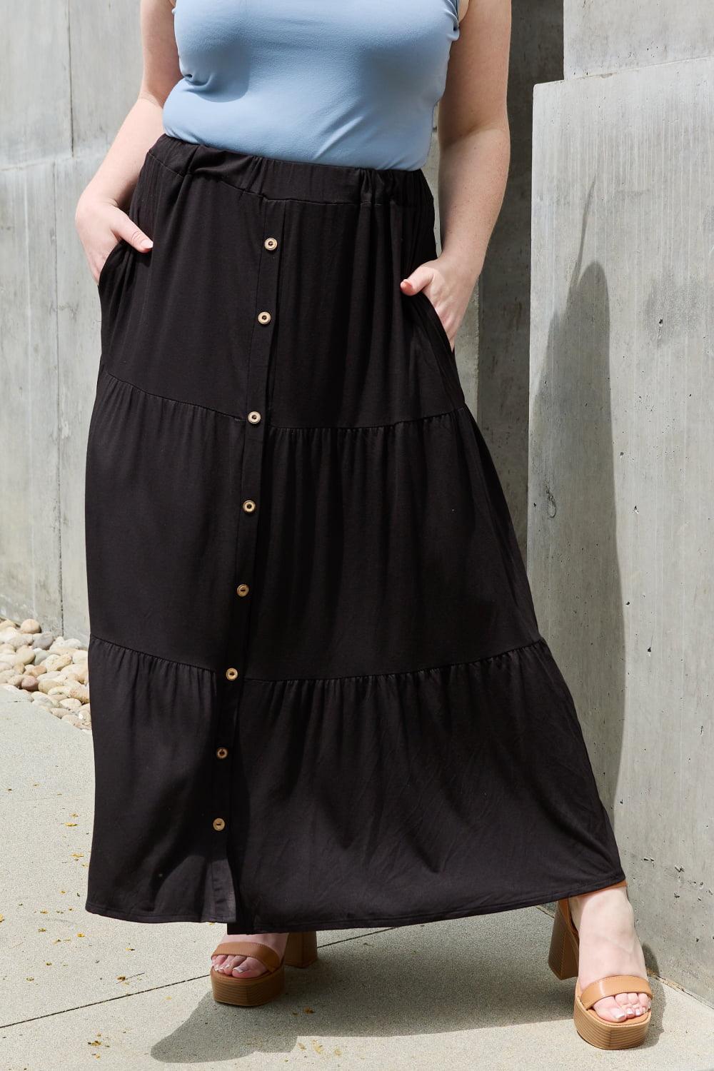 Perfect Sunday Plus Size Black Maxi Skirt - MXSTUDIO.COM