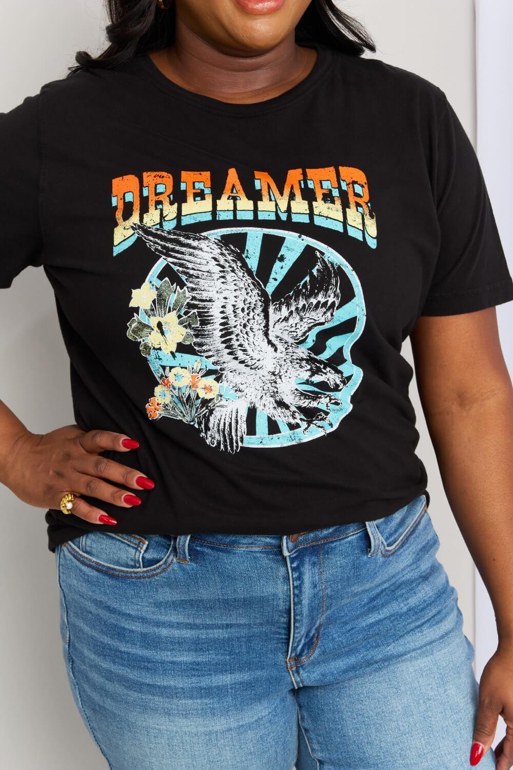 Plus Size Black Dreamer Graphic T-Shirt - MXSTUDIO.COM