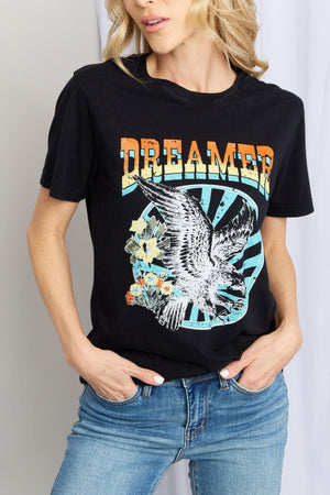 Plus Size Black Dreamer Graphic T-Shirt - MXSTUDIO.COM