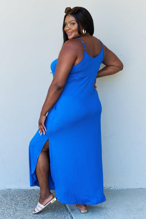 Plus Size Cami Style Royal Blue Maxi Dress - MXSTUDIO.COM