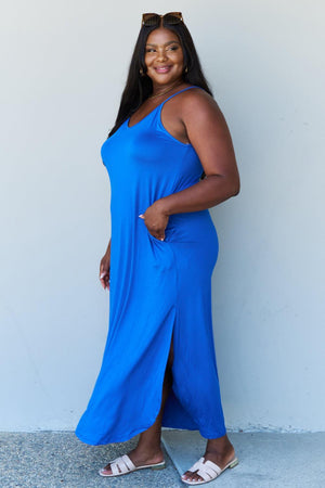 Plus Size Cami Style Royal Blue Maxi Dress - MXSTUDIO.COM