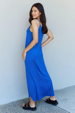 Plus Size Cami Style Royal Blue Maxi Dress - MXSTUDIO.COM