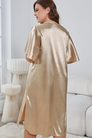 Plus Size Chic Side Slit Night Gown - MXSTUDIO.COM