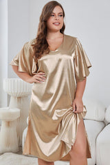 Plus Size Chic Side Slit Night Gown - MXSTUDIO.COM