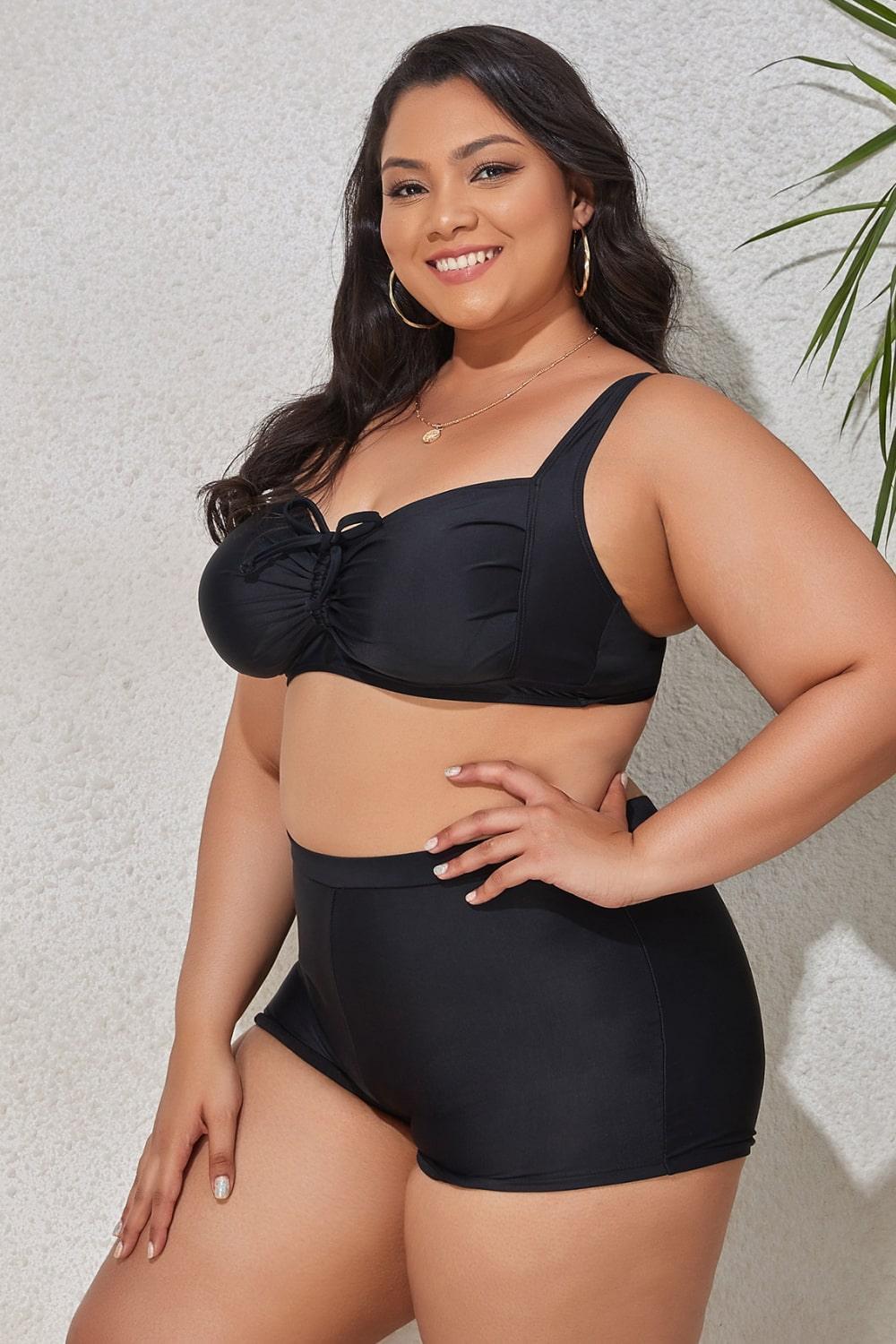 Plus Size Elastic and Comfy Two-Piece Swimsuit - MXSTUDIO.COM