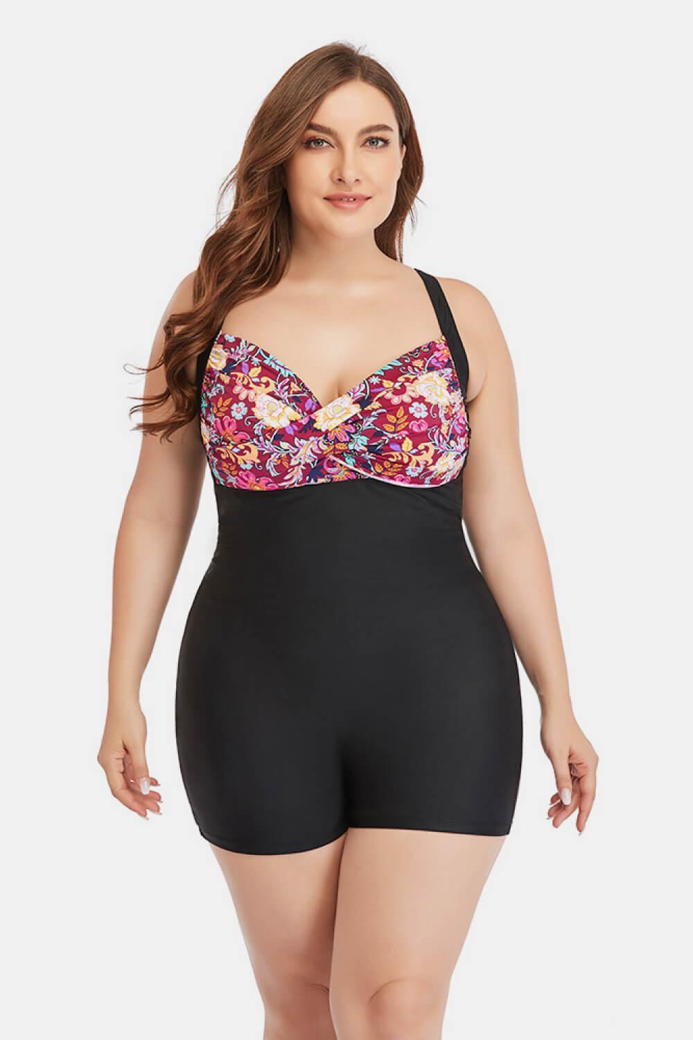Plus Size Flattering Fit One-Piece Swimsuit - MXSTUDIO.COM