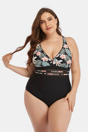 Plus Size Flawless Beach Look Floral Swimsuit - MXSTUDIO.COM