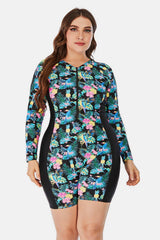 Plus Size Floral Splash Wetsuit - MXSTUDIO.COM