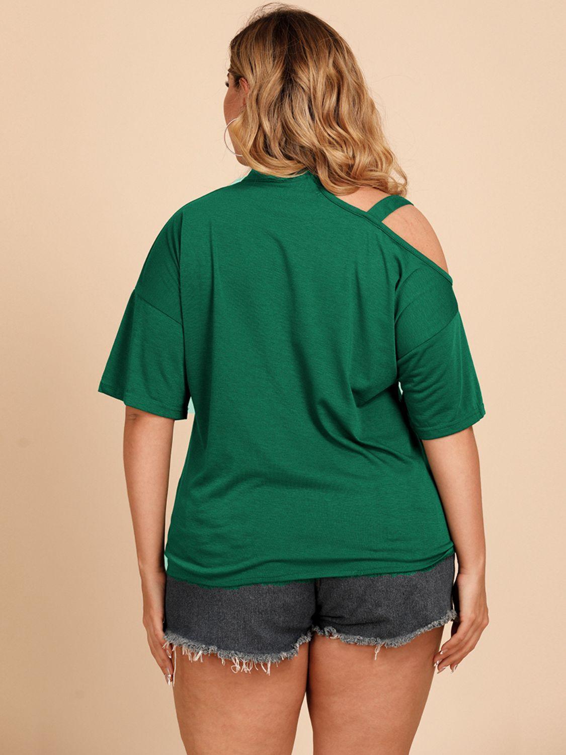 Plus Size Forest Green Trendy Tie Front Tee - MXSTUDIO.COM