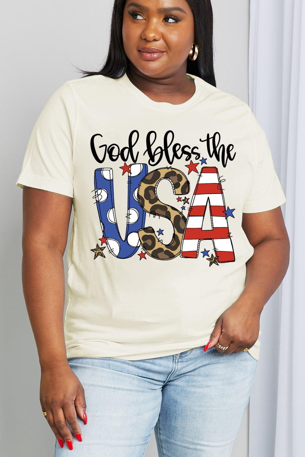 Plus Size God Bless The USA Patriotic Top - MXSTUDIO.COM