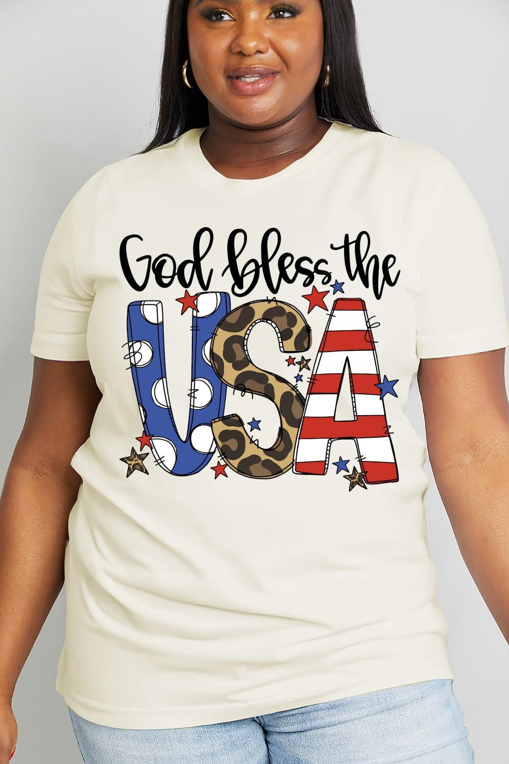 Plus Size God Bless The USA Patriotic Top - MXSTUDIO.COM