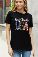 Plus Size God Bless The USA Patriotic Top - MXSTUDIO.COM