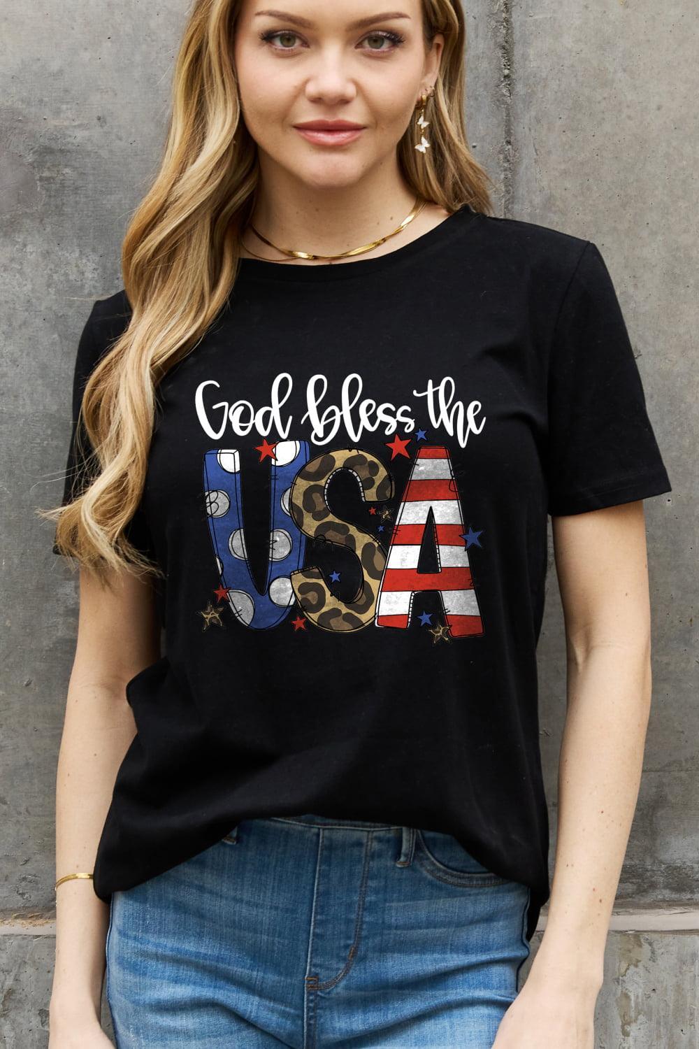 Plus Size God Bless The USA Patriotic Top - MXSTUDIO.COM