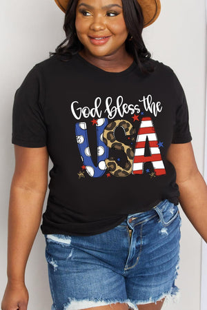 Plus Size God Bless The USA Patriotic Top - MXSTUDIO.COM