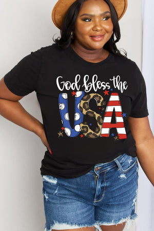 Plus Size God Bless The USA Patriotic Top - MXSTUDIO.COM