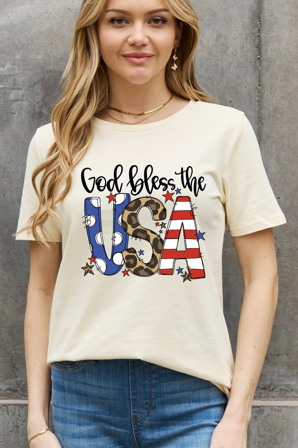 Plus Size God Bless The USA Patriotic Top - MXSTUDIO.COM