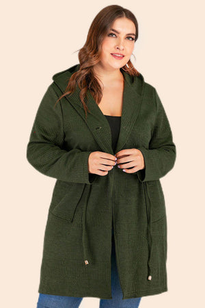 Plus Size Hooded Cardigan with Pockets - MXSTUDIO.COM