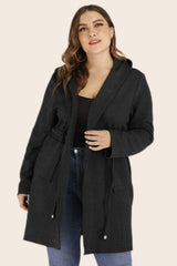 Plus Size Hooded Cardigan with Pockets - MXSTUDIO.COM