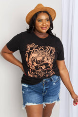 Plus Size Howdy Rodeo Graphic Black Tee - MXSTUDIO.COM