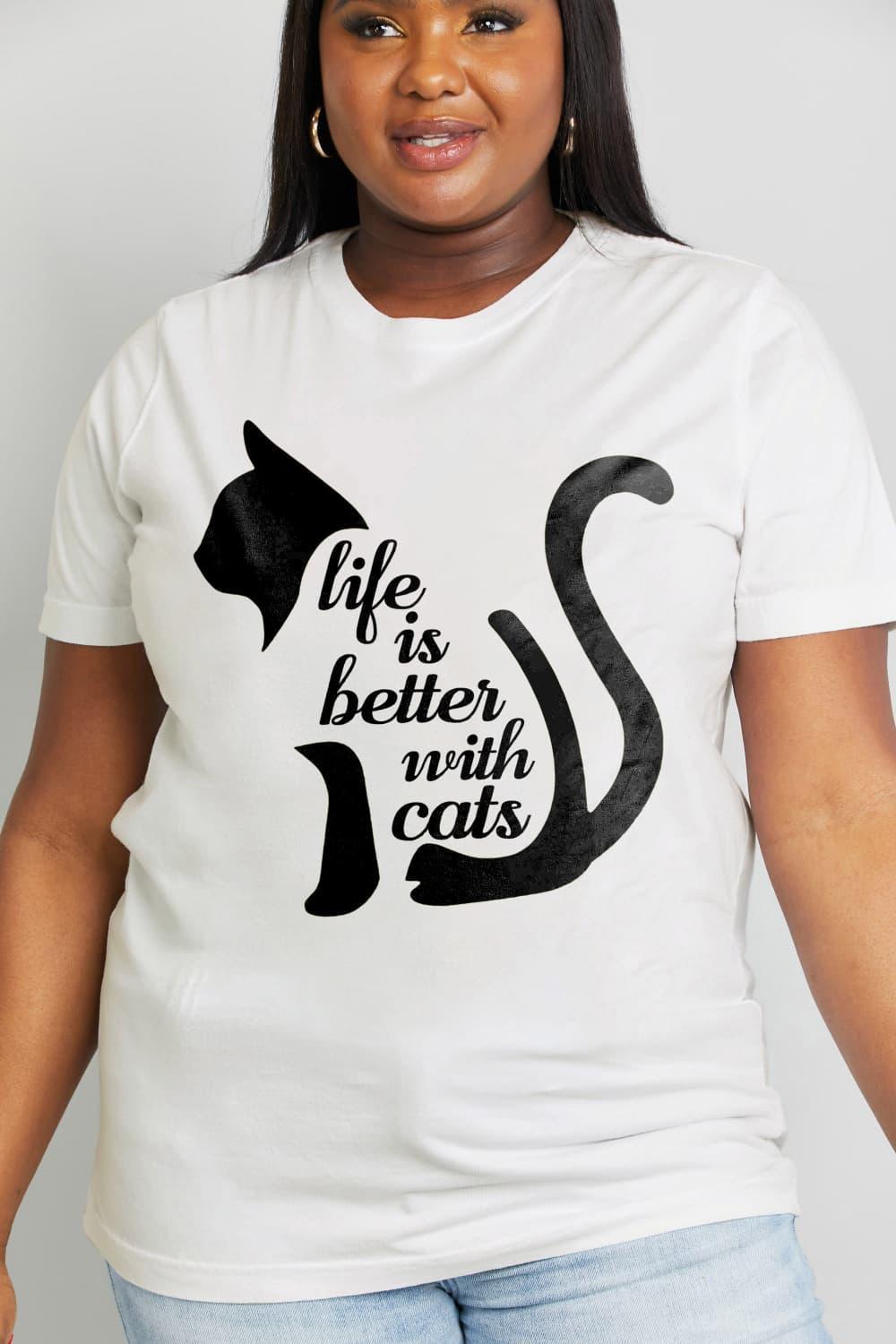 Plus Size Life Is Better With Cats T Shirt - MXSTUDIO.COM