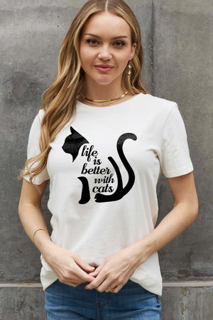 Plus Size Life Is Better With Cats T Shirt - MXSTUDIO.COM