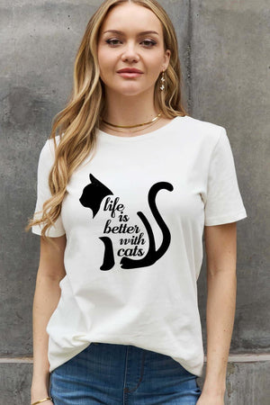 Plus Size Life Is Better With Cats T Shirt - MXSTUDIO.COM