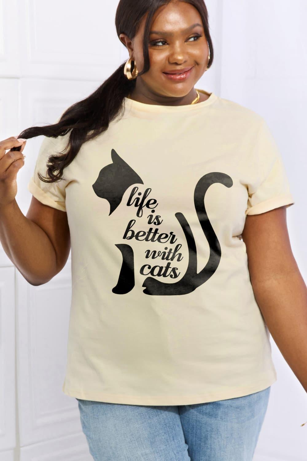 Plus Size Life Is Better With Cats T Shirt - MXSTUDIO.COM