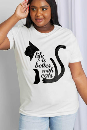 Plus Size Life Is Better With Cats T Shirt - MXSTUDIO.COM