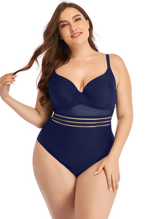 Plus Size Romantic Heart-Shaped Neckline Swimsuit - MXSTUDIO.COM