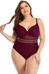 Plus Size Romantic Heart-Shaped Neckline Swimsuit - MXSTUDIO.COM