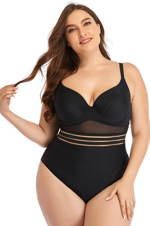 Plus Size Romantic Heart-Shaped Neckline Swimsuit - MXSTUDIO.COM