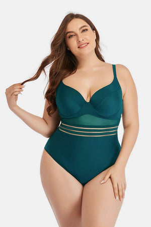 Plus Size Romantic Heart-Shaped Neckline Swimsuit - MXSTUDIO.COM