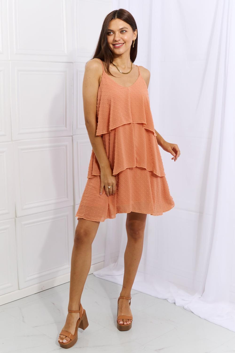 Plus Size Sherbet Layered Cami Mini Dress - MXSTUDIO.COM