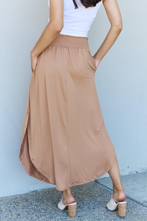 Plus Size Tan High Waisted Maxi With Slits - MXSTUDIO.COM