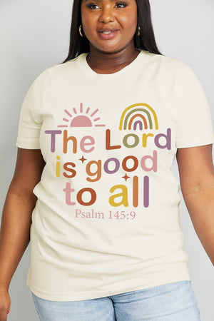 Plus Size The Lord Is Good To All Psalm 145:9 Ivory Graphic Tee - MXSTUDIO.COM