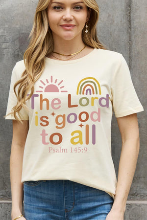 Plus Size The Lord Is Good To All Psalm 145:9 Ivory Graphic Tee - MXSTUDIO.COM