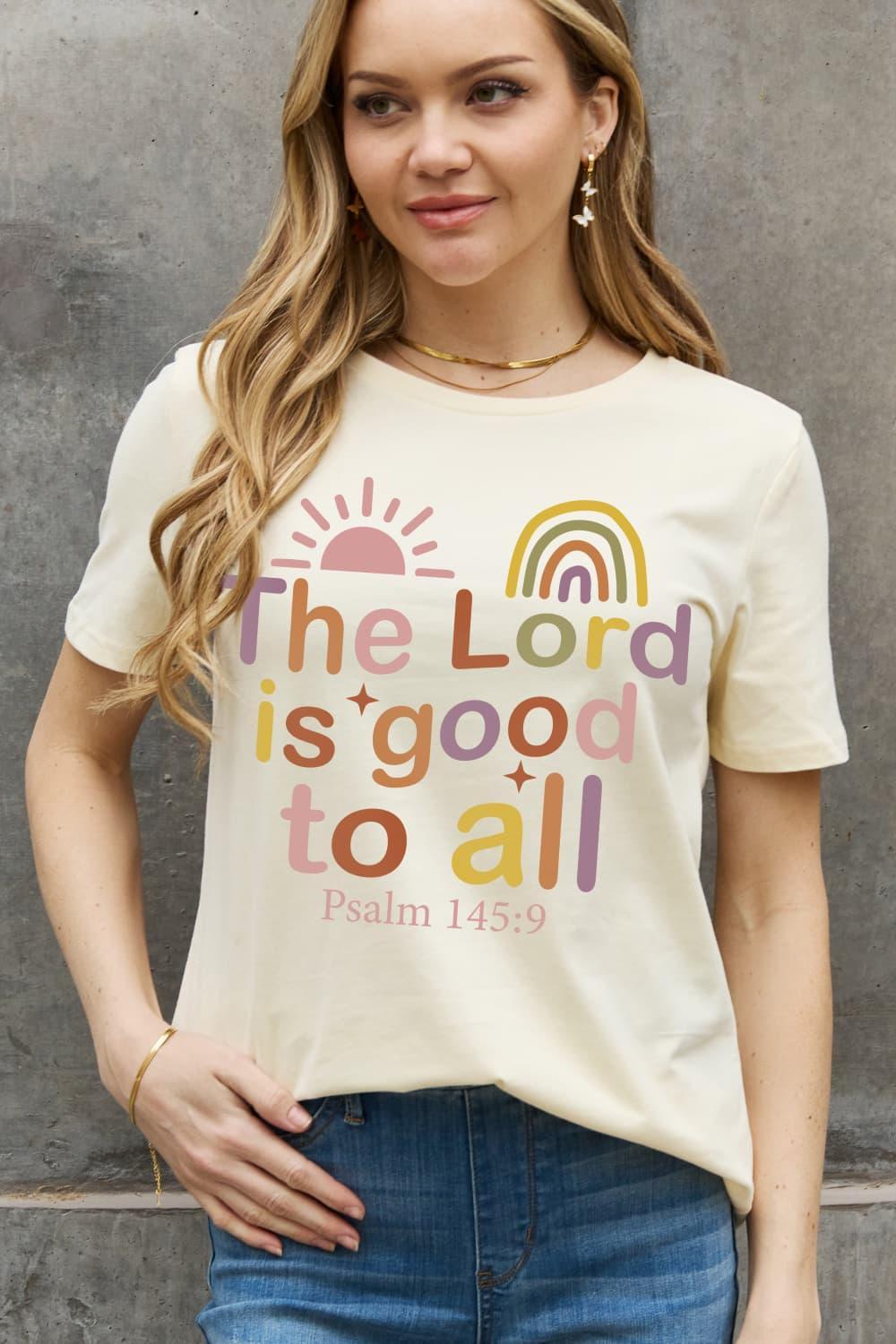 Plus Size The Lord Is Good To All Psalm 145:9 Ivory Graphic Tee - MXSTUDIO.COM