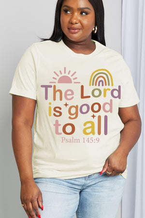 Plus Size The Lord Is Good To All Psalm 145:9 Ivory Graphic Tee - MXSTUDIO.COM