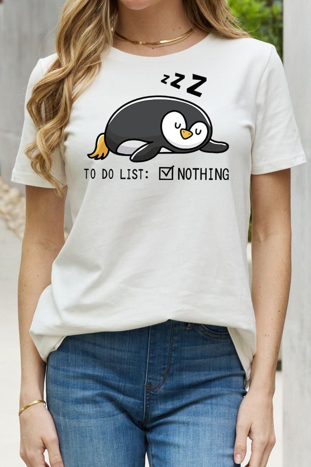 Plus Size TO DO LIST NOTHING Cotton Graphic Tee - MXSTUDIO.COM