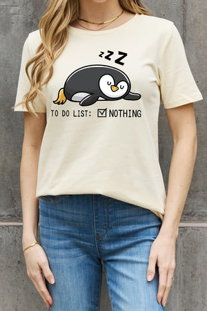 Plus Size TO DO LIST NOTHING Cotton Graphic Tee - MXSTUDIO.COM