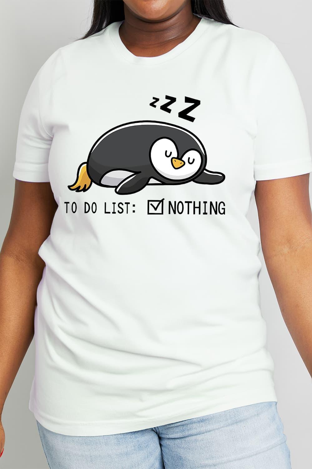 Plus Size TO DO LIST NOTHING Cotton Graphic Tee - MXSTUDIO.COM