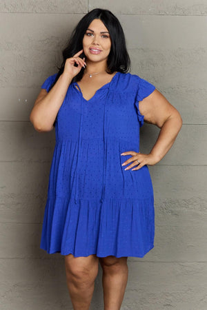 Practical Choice Blue Mini Plus Size Short Sleeve Dress - MXSTUDIO.COM