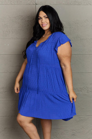 Practical Choice Blue Mini Plus Size Short Sleeve Dress - MXSTUDIO.COM