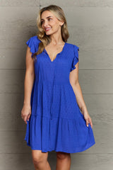 Practical Choice Blue Mini Plus Size Short Sleeve Dress - MXSTUDIO.COM