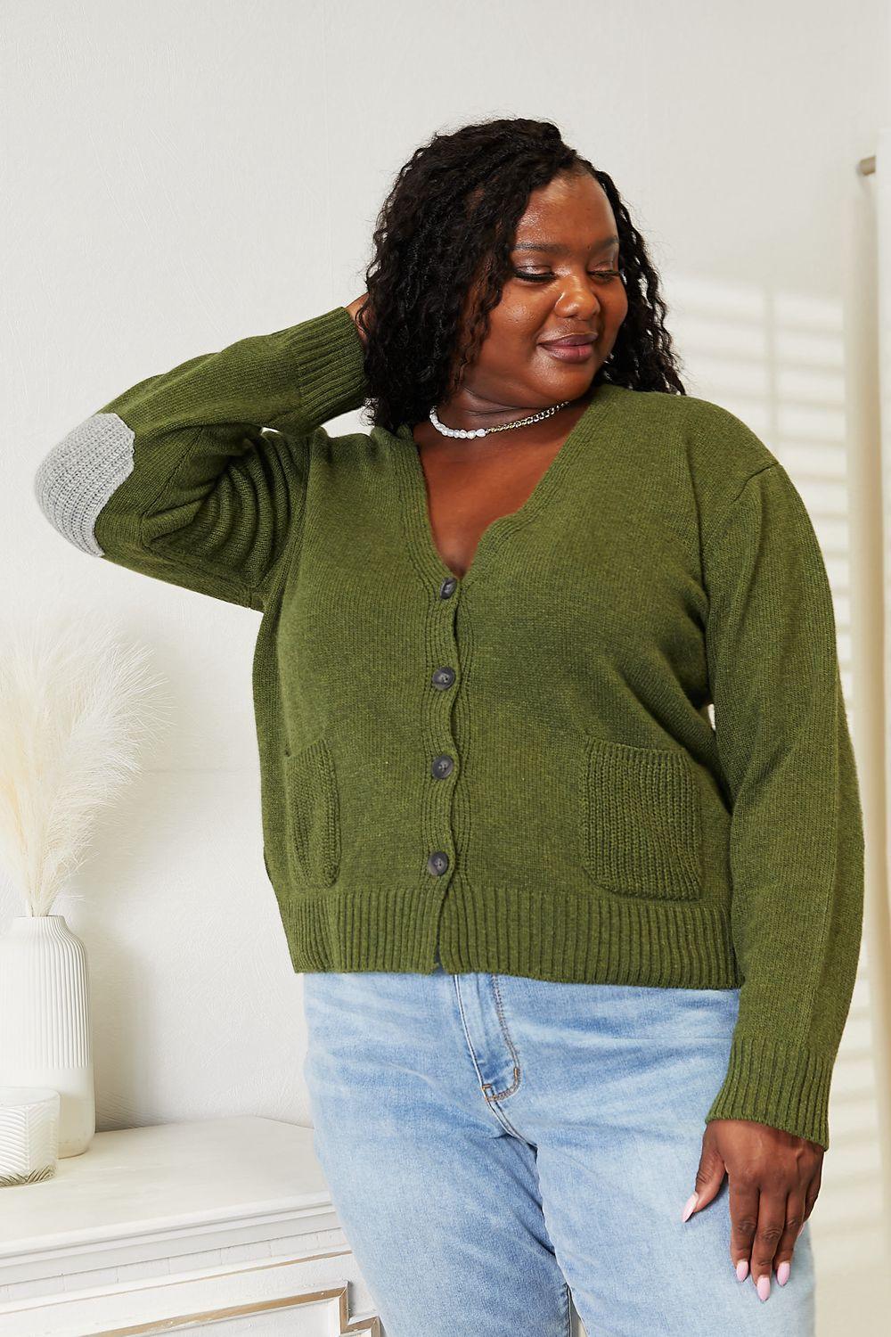 Practical Plus Size Button Down Cardigan - MXSTUDIO.COM