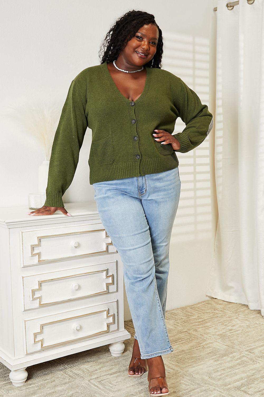 Practical Plus Size Button Down Cardigan - MXSTUDIO.COM