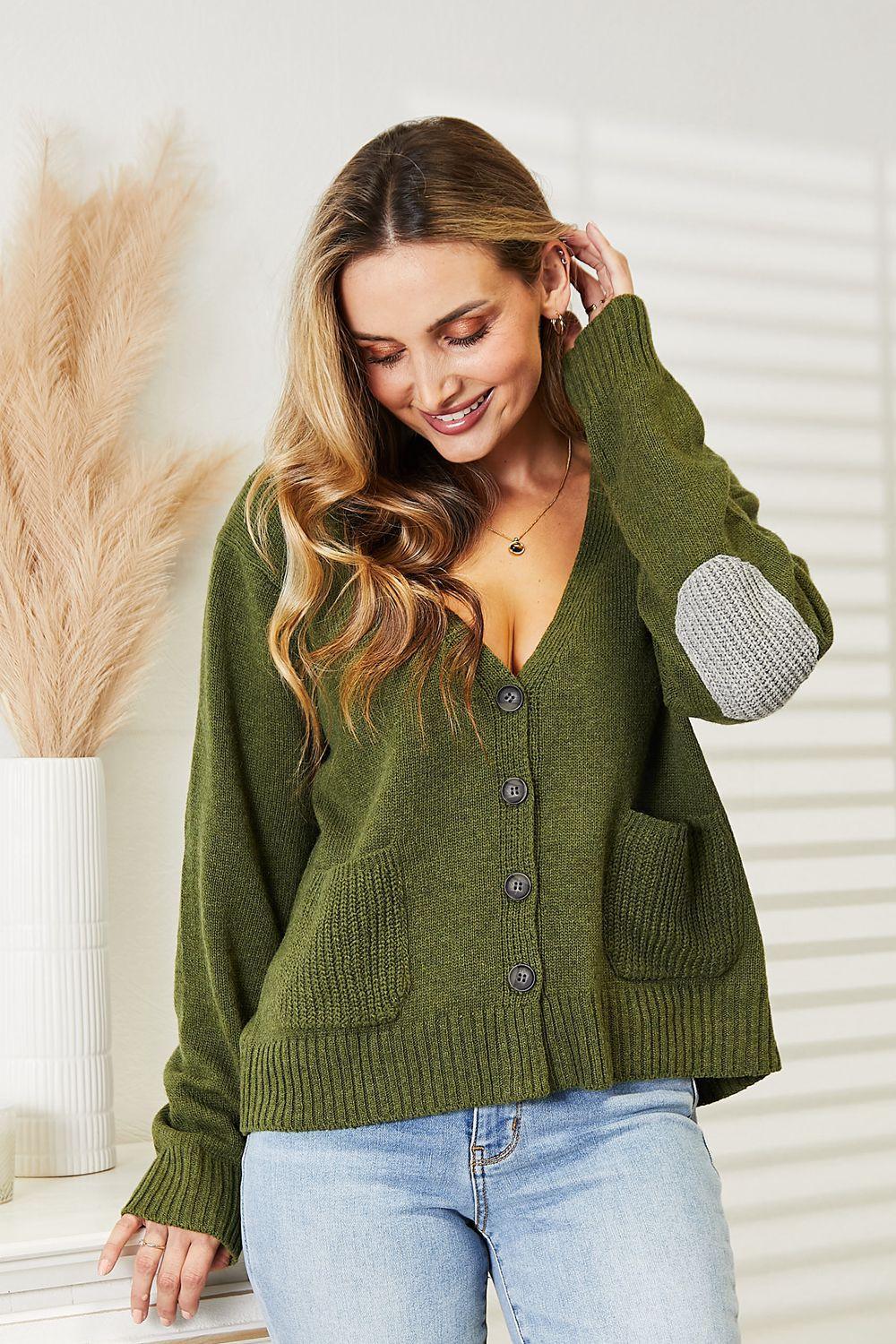 Practical Plus Size Button Down Cardigan - MXSTUDIO.COM